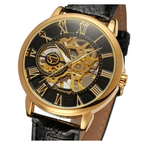 Чоловічий класичний механічний годинник Forsining Rich Black 1120 фото №2