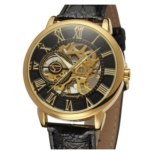 Чоловічий класичний механічний годинник Forsining Rich Black 1120 фото №3