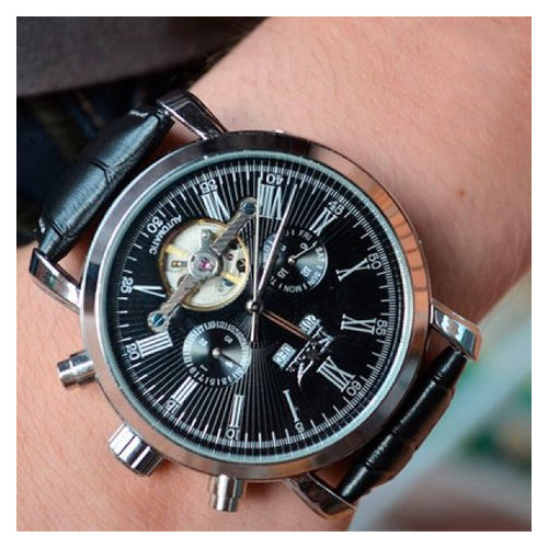 Чоловічий класичний механічний годинник Jaragar Silver Star 1009 з автопідзаводом і датою фото №10