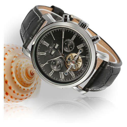 Чоловічий класичний механічний годинник Jaragar Silver Star 1009 з автопідзаводом і датою фото №5