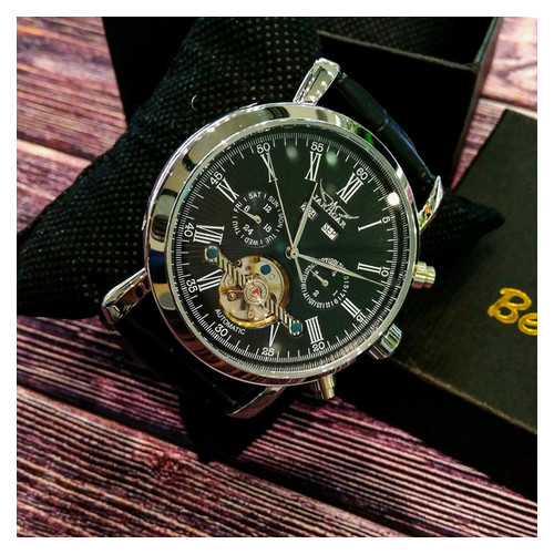 Чоловічий класичний механічний годинник Jaragar Silver Star 1009 з автопідзаводом і датою фото №7