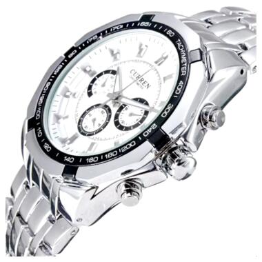 Чоловічий наручний годинник Curren 8084 (Сріблястий) фото №3
