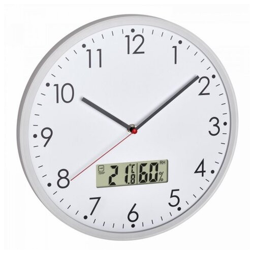 Настінний годинник TFA з цифровим термометром і гігрометром, d302x47 мм (60304802) фото №1