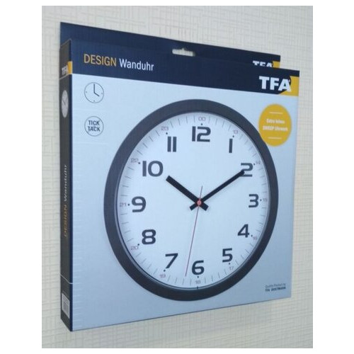 Настінний годинник TFA, d305x38 мм, Sweep, чорний (60305001) фото №2
