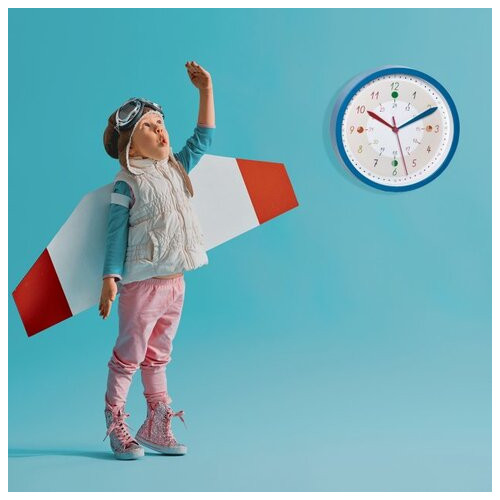 Годинники настінні дитячі з навчальним годинником TFA TICK TACK, синій, d308x44 мм (6030580691) фото №5