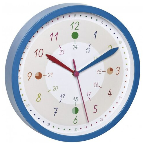 Годинники настінні дитячі з навчальним годинником TFA TICK TACK, синій, d308x44 мм (6030580691) фото №3