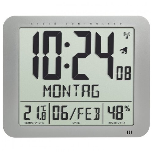 Настінний годинник цифровий з термогігрометром TFA, 248x25x206 мм (60451654) фото №2