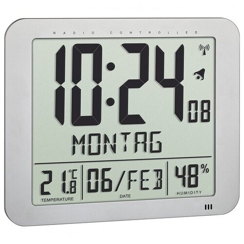 Настінний годинник цифровий з термогігрометром TFA, 248x25x206 мм (60451654) фото №1