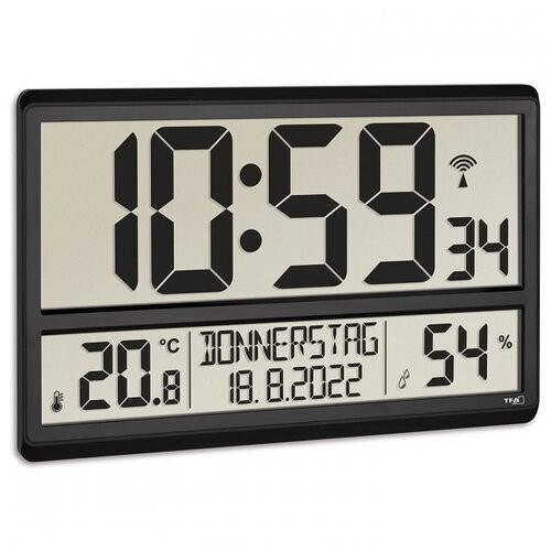 Настінний годинник цифровий з термогігрометром TFA, XL, 360x28x235 мм (60452001) фото №1