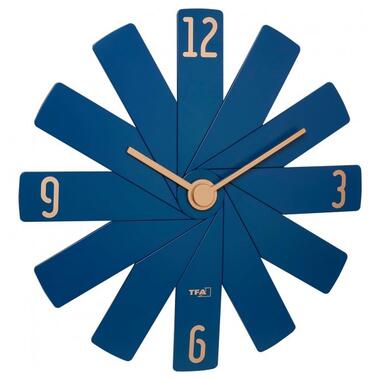 Годинник настінний TFA дизайнерський в набор, безшумний механізм Sweep, синій, 400x37x400 мм (60302006) фото №1