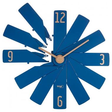 Годинник настінний TFA дизайнерський в набор, безшумний механізм Sweep, синій, 400x37x400 мм (60302006) фото №2