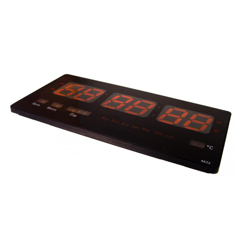 Настінний LED годинник CW 4622 з червоним підсвічуванням, чорний фото №2