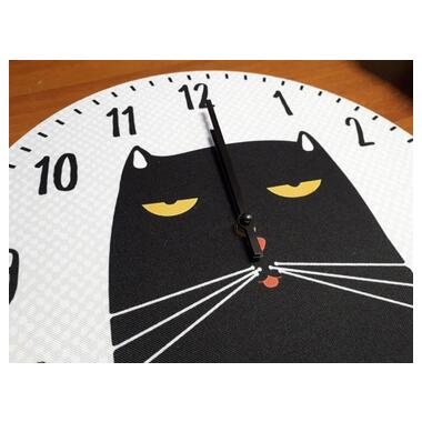Годинники настінні круглі, 36 см Чорний кіт CHR_P_20A026 фото №7