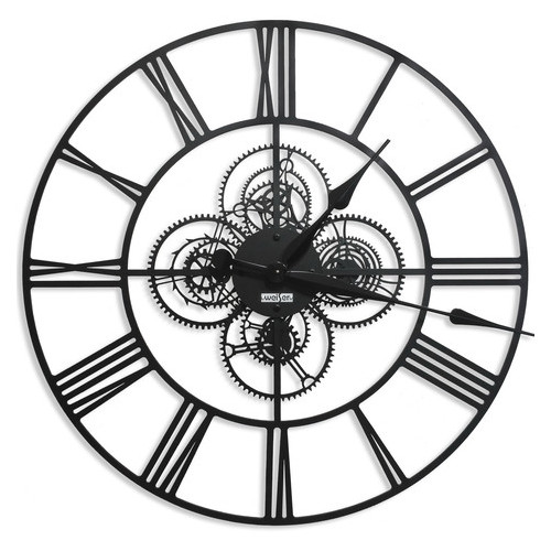 Годинник настінний в стиле лофт черные Weiser WARSZAWA (60 см) фото №1