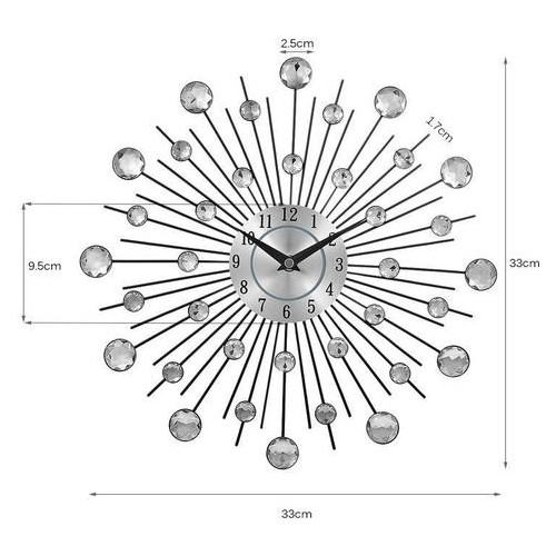 Настінний годинник метал стрази Ti-time Сонце (33х33 см) Best Time фото №3