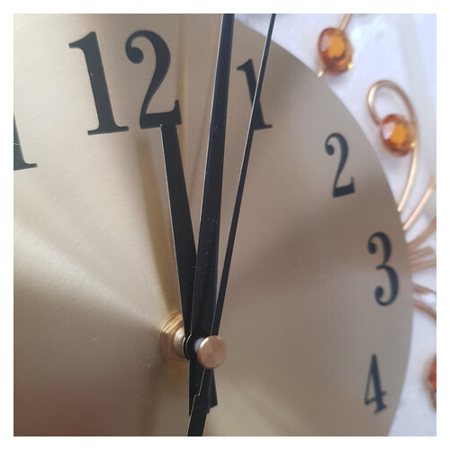 Настінний годинник Ti-time зі стразами камінням Сонце Велике Золото 33х33 см [Метал, Скло] фото №2