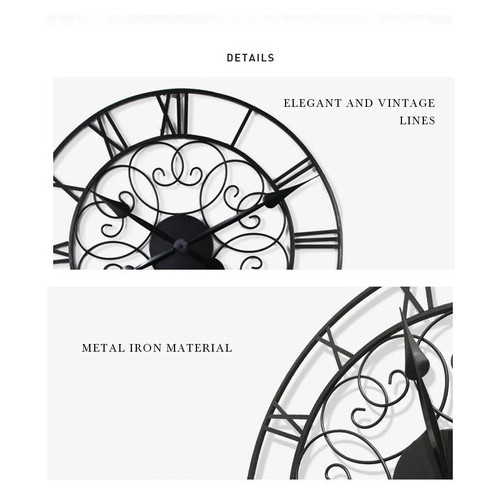Настінний годинник Ti-time 63х63 см великий лофт Loft4 [Метал] чорний фото №2