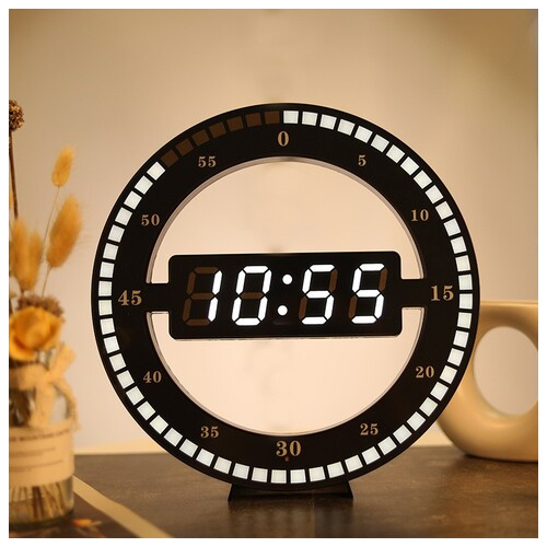 Настінний годинник Hong Cheng LED d 31см Чорний (HC-012) фото №5