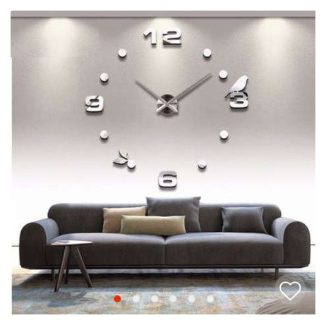 Настінні годинники 3D Timelike 100 см Пташка золоті наклейки стікери для дітей великі [Пластик] Сріблястий фото №2