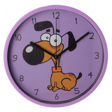 Настінний годинник Optima Little Dog пластиковий фіолетовий (O52105) фото №1