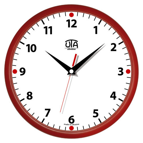 Настінний офісний годинник Uta 300Х300Х45мм UTA-01-R-02 червоний фото №1