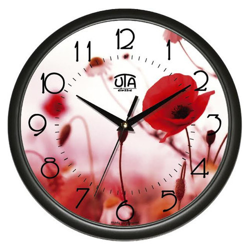 Настінний годинник Uta 300Х300Х45мм Маки UTA-01-B-44 чорний фото №1