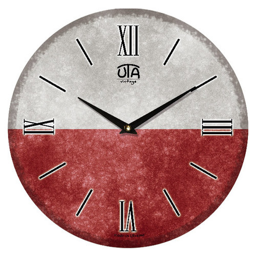 Настінний годинник Uta 330Х330Х30мм Прапор Польщі UTA-017-VT червоний фото №1