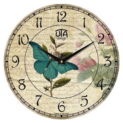 Настінні годинники в стилі кантрі Uta 330Х330Х30мм Прованс UTA-038-VP бежевий фото №1