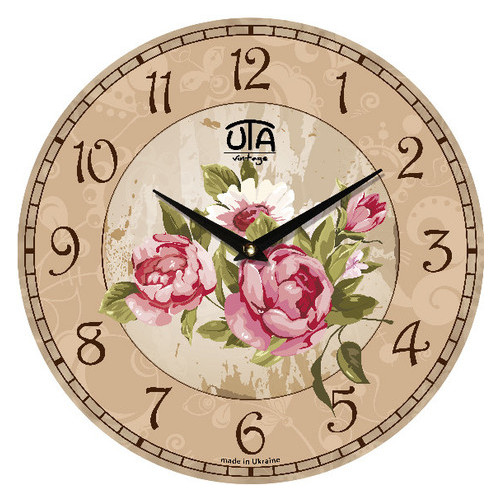 Настінний годинник в стилі кантрі Uta 330Х330Х30мм UTA-008-VP бежевий фото №1