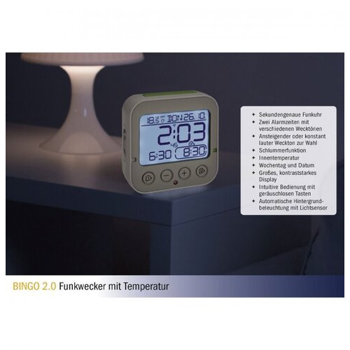 Будильник TFA BINGO 2.0 с термометром, білий, 95x41x96 мм (60255002) фото №6