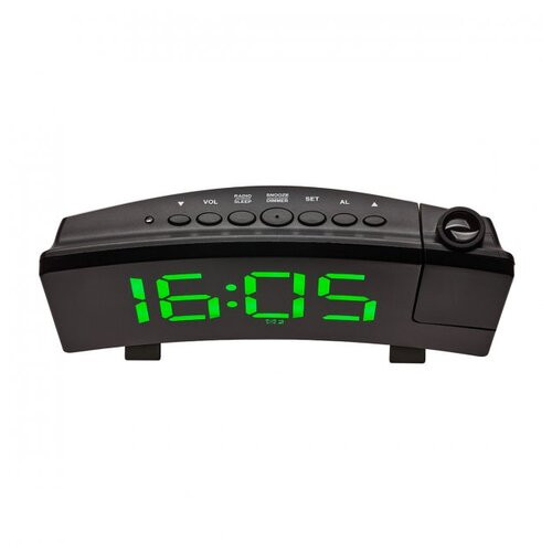 Годинник проекційний TFA, FM-радіо, USB, зелені LED цифри, адаптер, 180х48х100 мм (60501504) фото №2