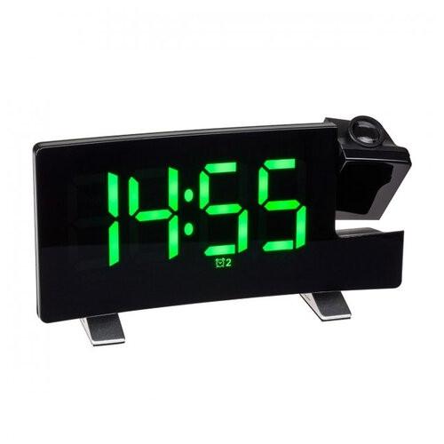 Годинник проекційний TFA, FM-радіо, USB, зелені LED цифри, адаптер, 180х48х100 мм (60501504) фото №1