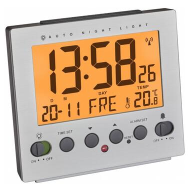Будильник TFA з термометром, сріблястий, 99x42x90 мм (60256155) фото №1