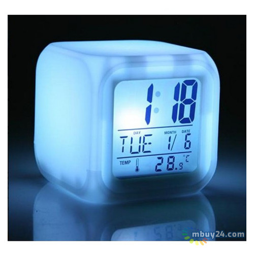 Часы хамелеон с термометром будильник ночник фото №1