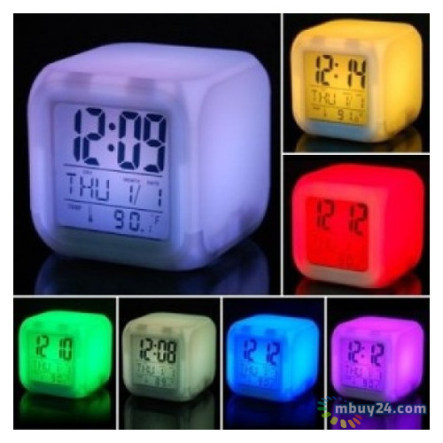 Часы хамелеон с термометром будильник ночник фото №2
