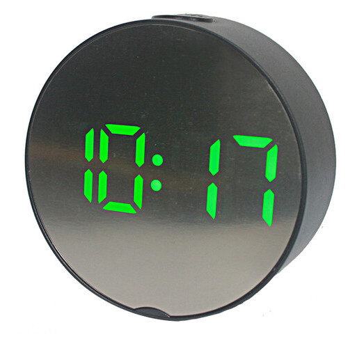 Годинник дзеркальний DT-6505 5427 із зеленим підсвічуванням Чорний фото №1