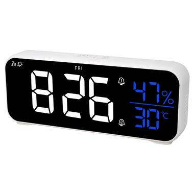 Настільний дзеркальний LED годинник-будильник-гігрометр настільний дзеркальний LED годинник ProZone LD-8820 Long White фото №5