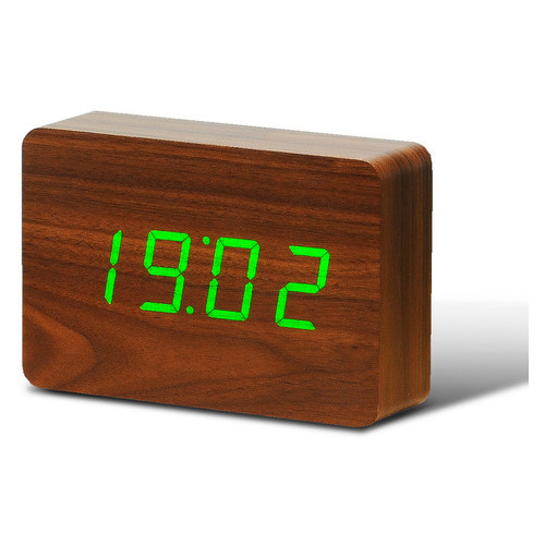 Смарт-будильник із термометром BRICK, коричневий фото №1