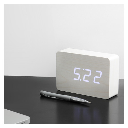 Смарт-будильник с термометром BRICK, білий фото №3
