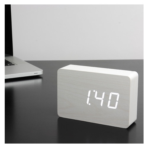 Смарт-будильник с термометром BRICK, білий фото №4