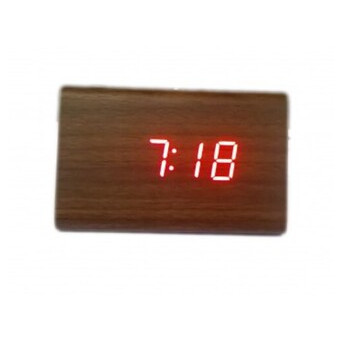 Настільний годинник з 3 режимами роботи та потрійним градусником з червоним підсвічуванням Wooden Clock 1300 (lp-78422_236) фото №5