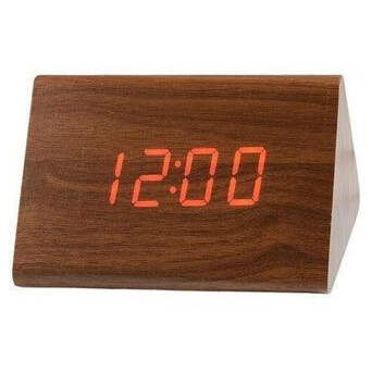 Настільний годинник з 3 режимами роботи та потрійним градусником з червоним підсвічуванням Wooden Clock 1300 (lp-78422_236) фото №6