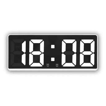 Цифровий світлодіодний настільний годинник Fying DS-6628 2 будильники термометр корпус білий підсвічування біле фото №1