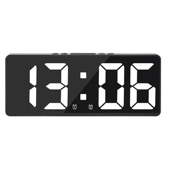 Цифровий світлодіодний настільний годинник Fying DS-6628 2 будильники термометр корпус чорний підсвітка біла фото №1