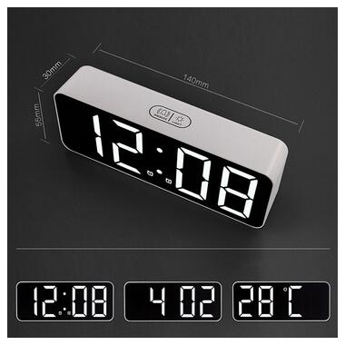 Настільний LED годинник-будильник-термометр AngCan OSCAR OS-003 White фото №13
