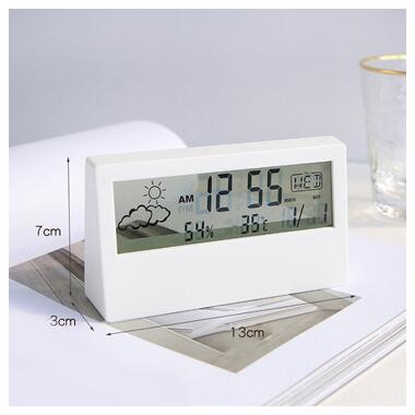 Настільний прозорий годинник-будильник із гідрометром настільний AngCan YQ688 (Transparent) White фото №2