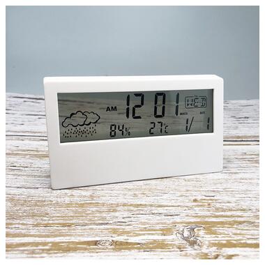 Настільний прозорий годинник-будильник із гідрометром настільний AngCan YQ688 (Transparent) White фото №5