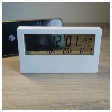Настільний прозорий годинник-будильник із гідрометром настільний AngCan YQ688 (Transparent) White фото №10