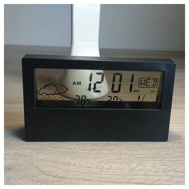Настільний прозорий годинник-будильник із гідрометром настільний AngCan YQ688 (Transparent) Black фото №9