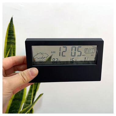 Настільний прозорий годинник-будильник із гідрометром настільний AngCan YQ688 (Transparent) Black фото №2